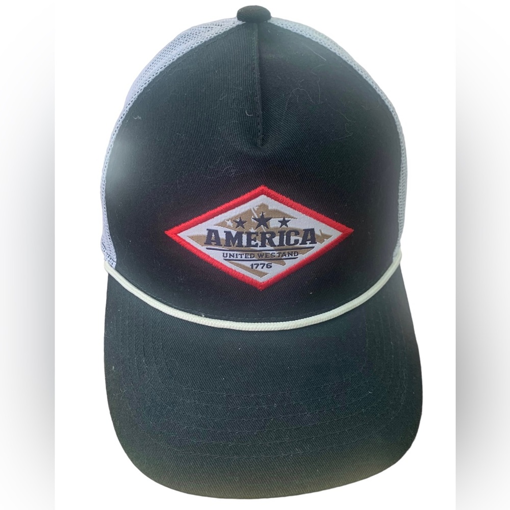 America United We Stand Embroidered - Snapback Hat Baseball Cap White Mesh Back